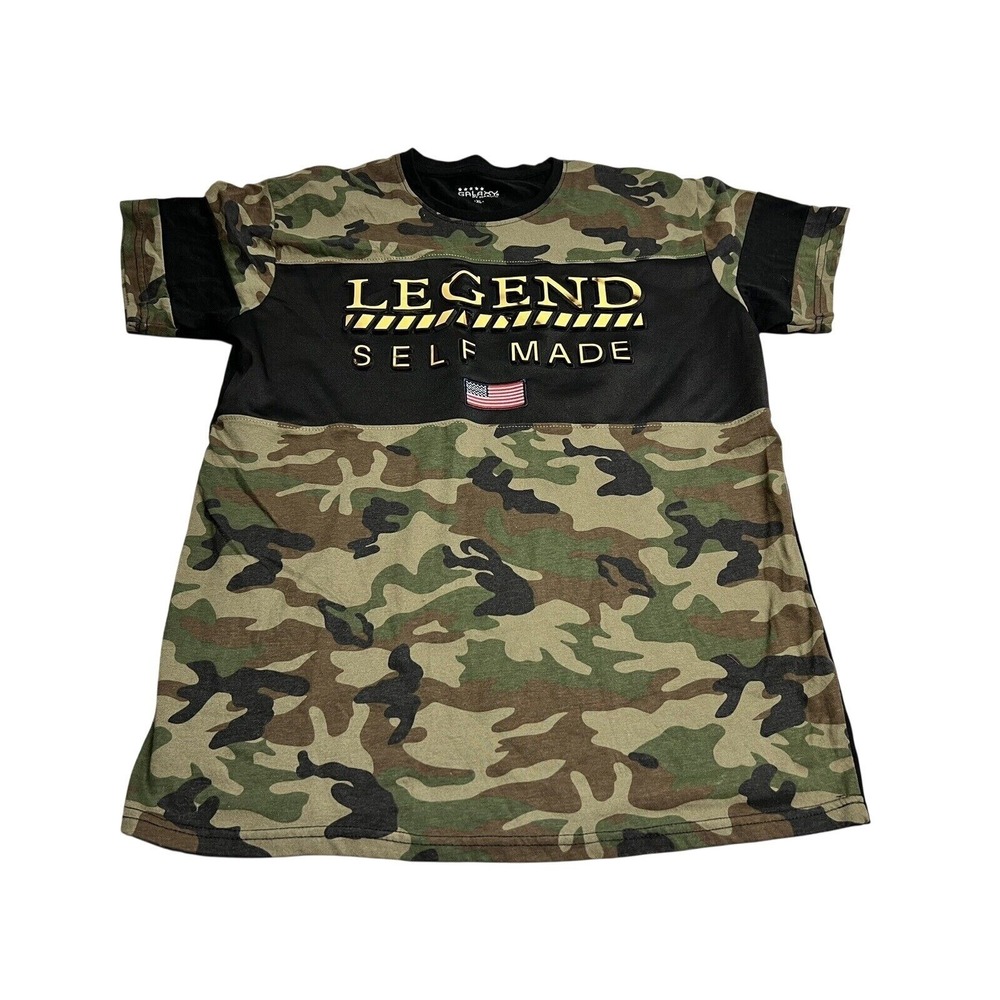 Galaxy by Harvic Camo Shirt Gold Metallic Spellout Legend Self Made L